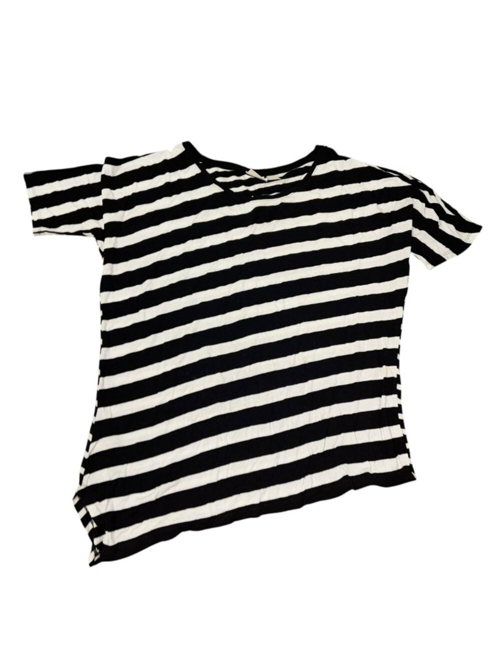 Chico's Size 2 Striped Asymmetric Hem Top Stretchy